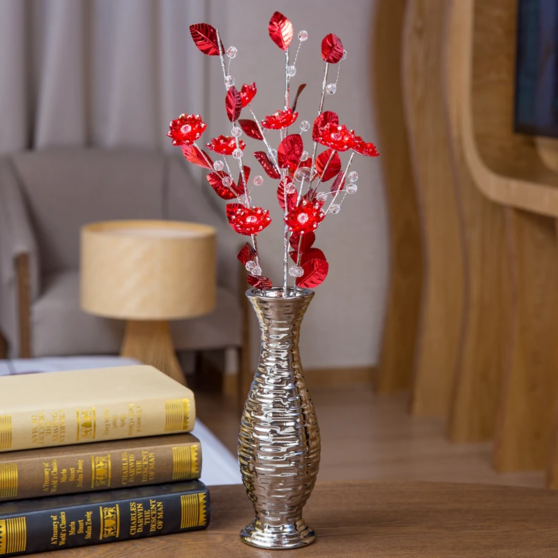 

Top quality Creative Artificial Acrylic Crystal Flower simple fashion flowers vase for home decor craft room wedding decoration