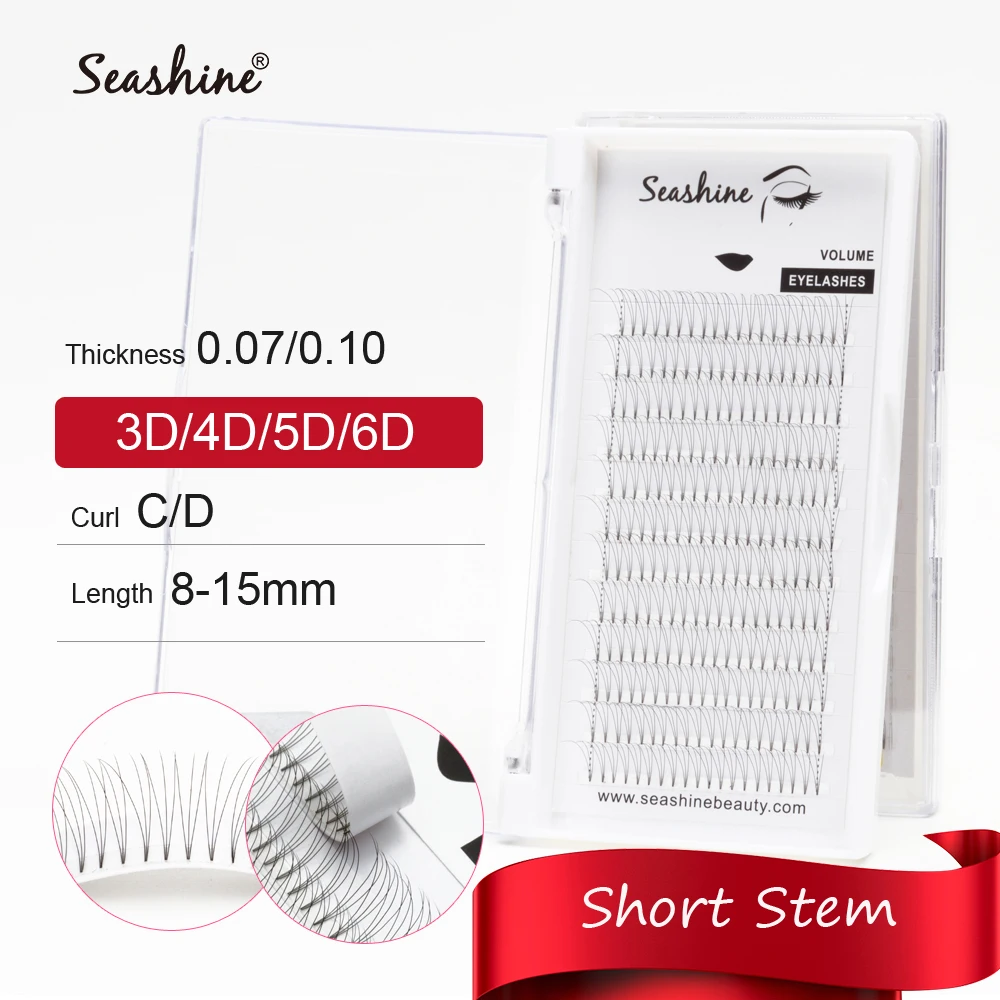 

Seashine Short Stem Premade Fans 3D/4D/5D/6D Mink Eyelashes Lashes Pre made Eyelash Extensions Supplies