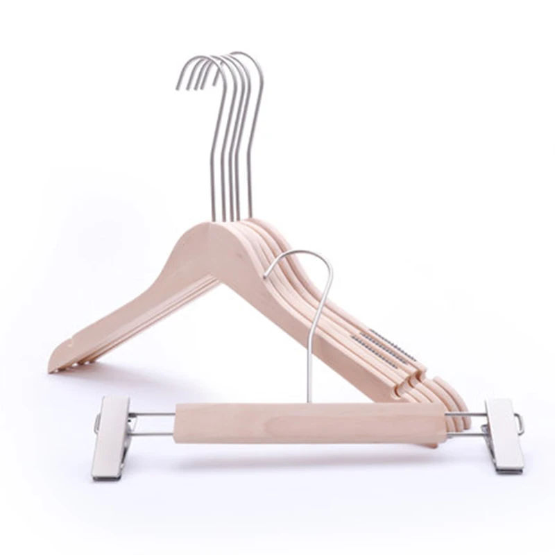 

10 pcs/lot Solid Wood Coat Hangers Without Paint Clothes Shop Clothing Hanging Wooden Trousers Racks