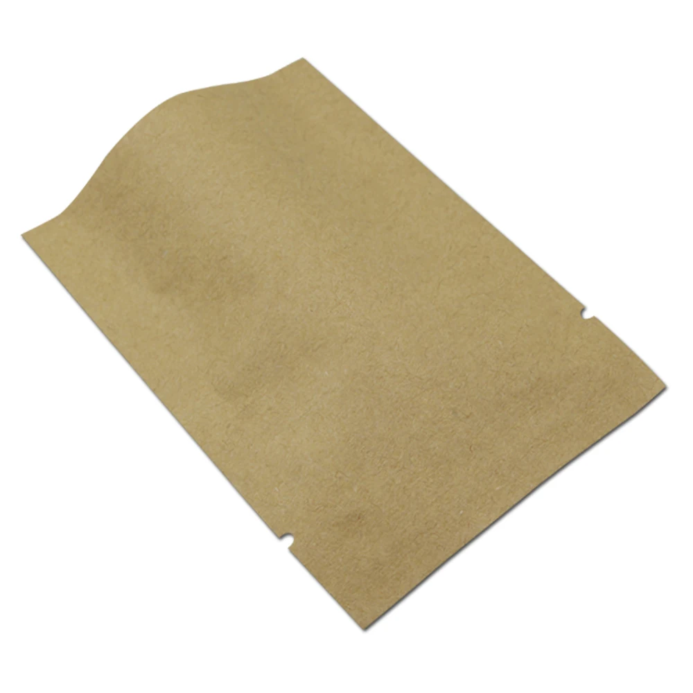 

8*12cm Open Top Brown Kraft Paper Aluminum Foil Food Coffee Storage Packaging Bags Heat Sealable Mylar Package Pouch 100Pcs/Lot