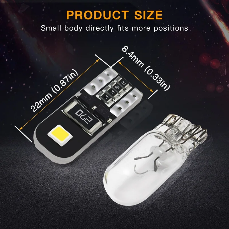 10x W5W T10 LED Canbus Bulb for Lada Vesta Granta Kalina Niva Renault Duster Megane Car Interior Light Dome Trunk Parking Lights