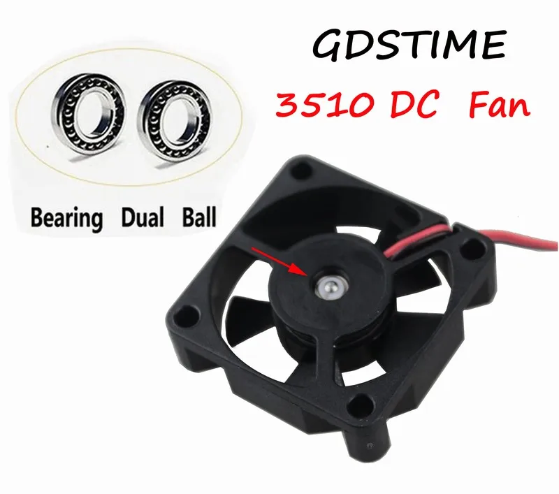 5 Pcs Gdstime DC 5V Two Ball 35x35x10mm Brushless Cooler Micro Cooling Fan 35mm x 10mm 3510 3.5cm High Speed