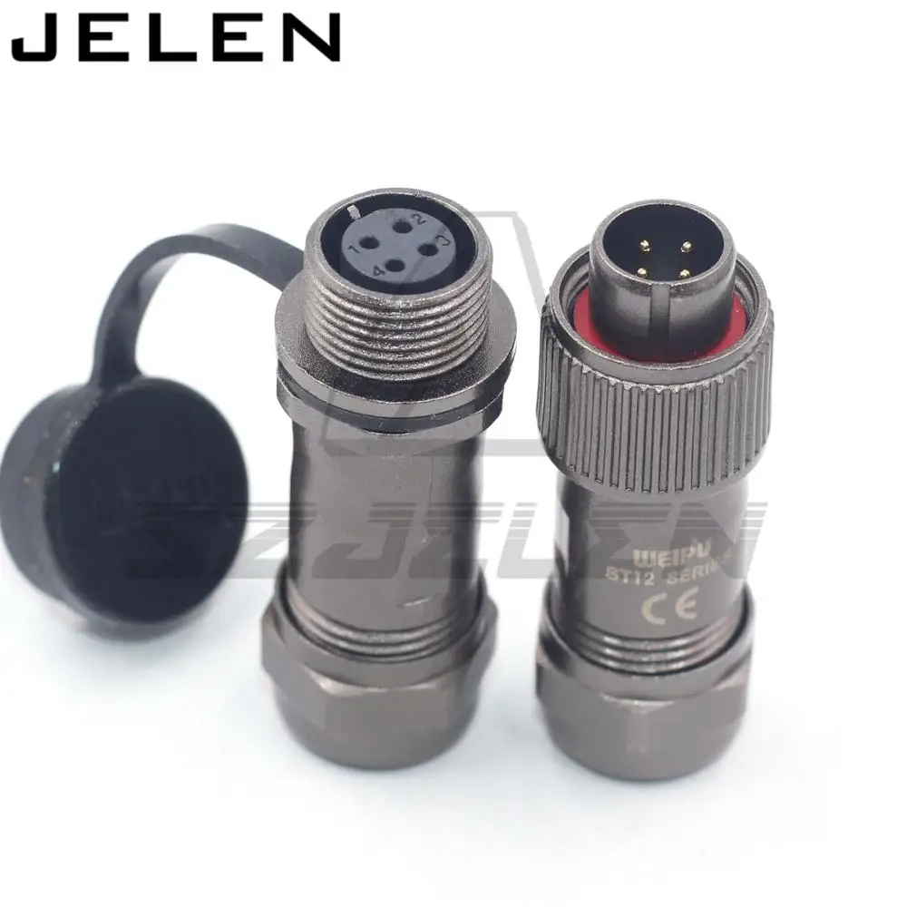 WEIPU ST12series 2 3 4 5 6 7 9pin metal waterproof connector plugs and sockets, IP68 waterproof male  female connectors