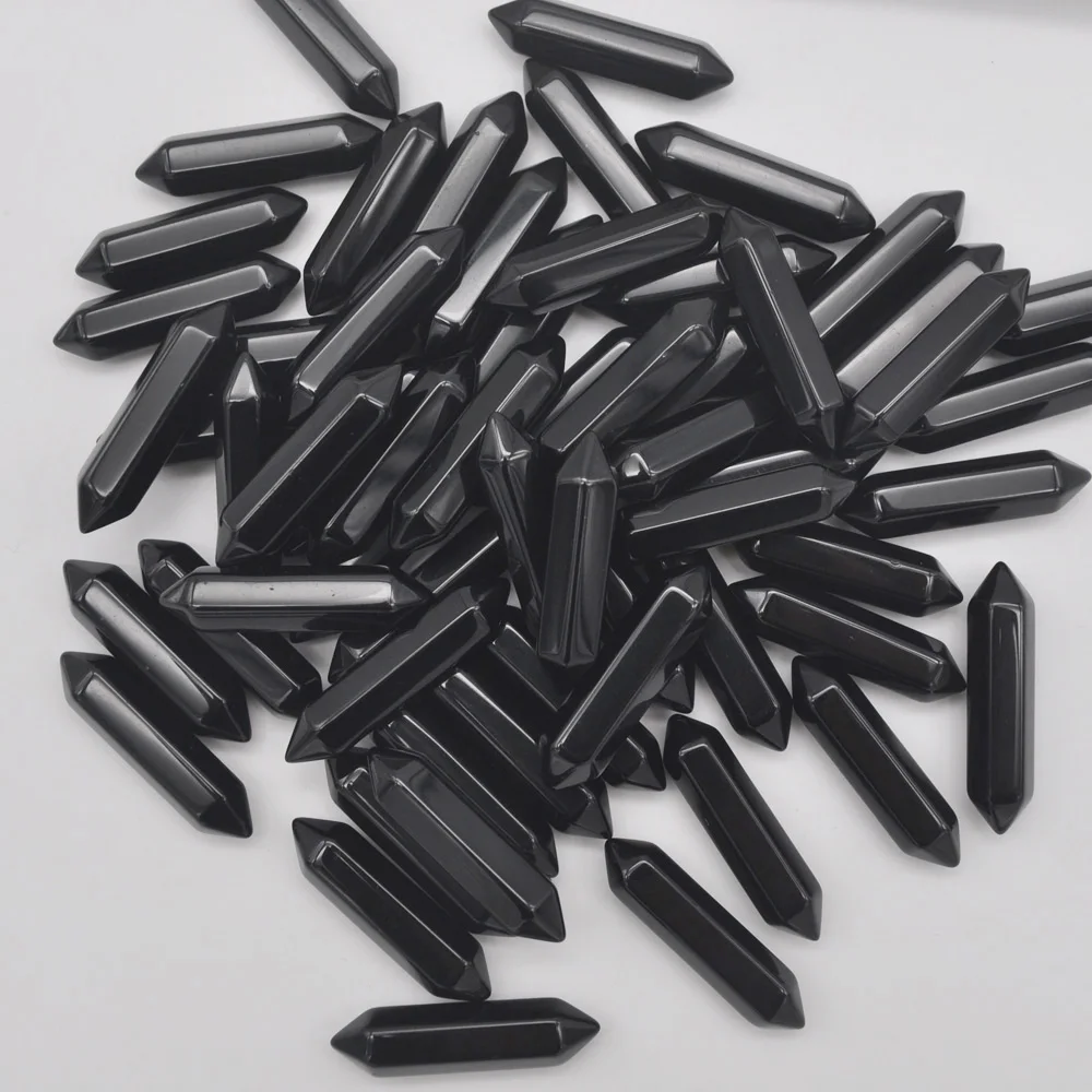 35x8MM Black Agate Cabochon CAB GEM Crystal Pillar Jewelry Pendant Making (5 pcs/lot) H204