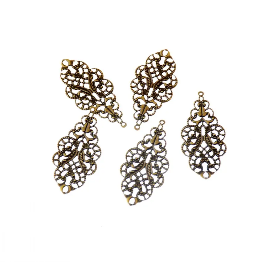 Free shipping 20Pcs Leaf Filigree Wraps Connectors Metal Crafts Gift Decoration DIY 43x20mm