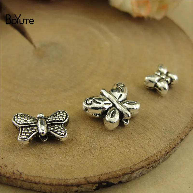 BoYuTe (200 Pieces/Lot) Tibetan Silver Butterfly Beads Metal Alloy DIY Hand Made Jewelry Accessories