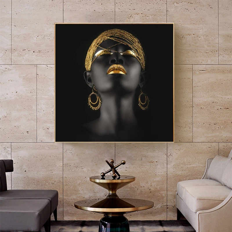 70x70cm - Canvas Painting Wall Art Pictures Prints Black Woman on Canvas No Frame Home Decor Wall Poster Decor for Living Room