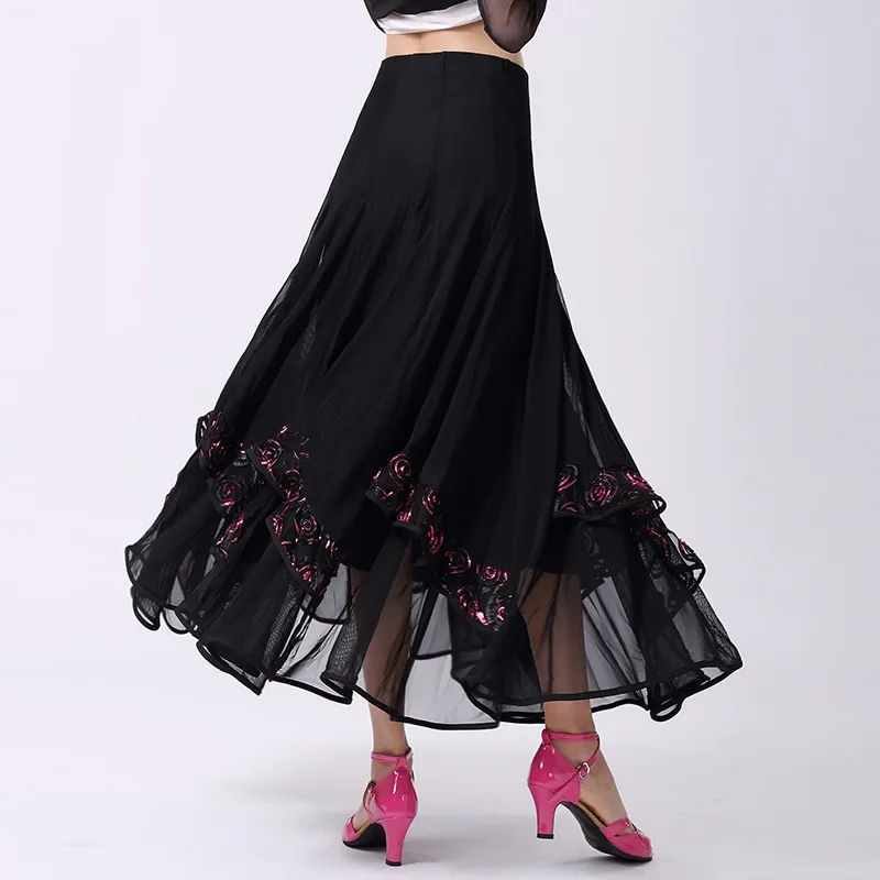 Saia longa para dança e baile, traje com estampa de flores, estilo tango latino, elegante, moderna