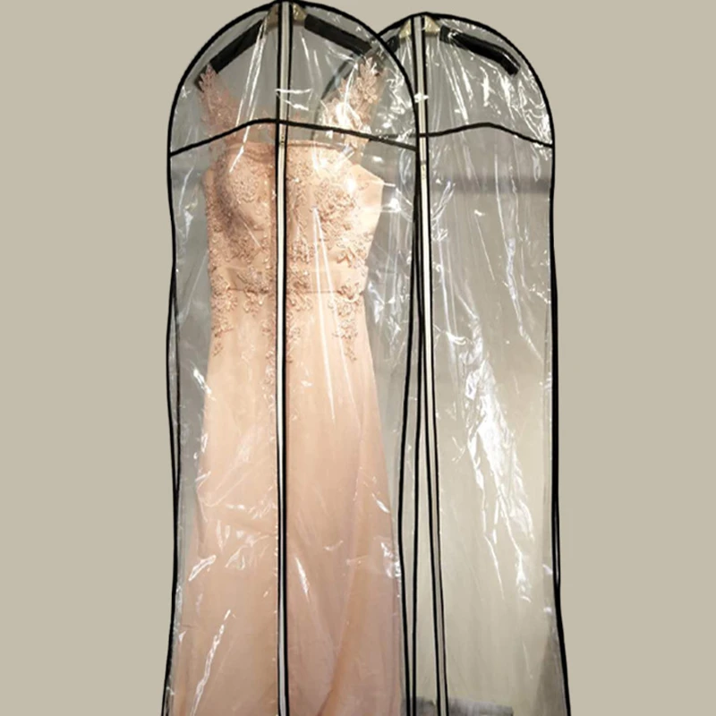 Two Size Wholesale Transparent For Wedding Dress Dust Cover Larger Waterproof PVC Solid Evening Clothing Garment Bags M0803 LOGO