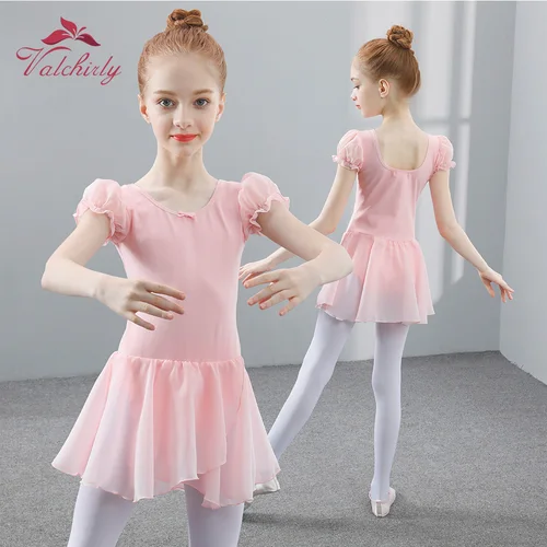 Imagen 1 del producto Leotardos de baile de Ballet rosa para niñas, vestido tutú de bailarina, traje de gimnasia elegante para niños de varios colores