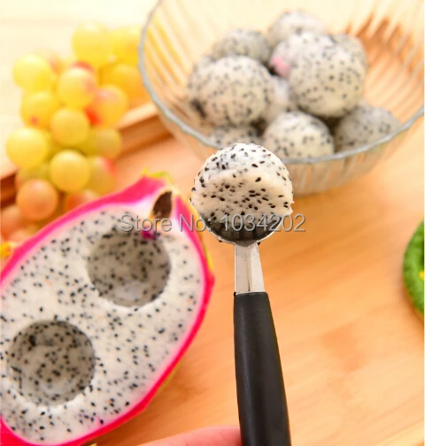 Fashion Hot Stalinless Steel Cook Dual Double Melon Baller Ice Cream Scoop Fruit Spoon #RCM9-43