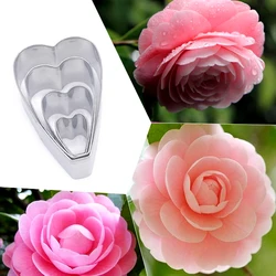 4pcs/set Stainless Steel Camellia Cutters Set Candy Biscuit Cookie Cutters Fondant Cake Decorating Tools