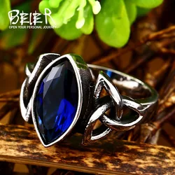 Beier 316L Stainless Steel Nordic Vikings totem  blue red colour Zircon High Quality fashion wholesale ring men jewelry LR269