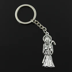 New Fashion Men 30mm Keychain DIY Metal Holder Chain Vintage Grim Reaper Death 51x19mm Silver Color Pendant Gift