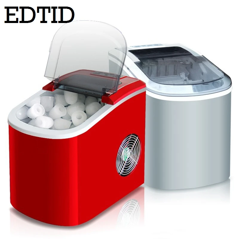 

110V/220V Commercial Automatic Ice Cube Maker Portable Household Electric Bullet Round Ice Making Machine 15kg/24H Coffee Bar