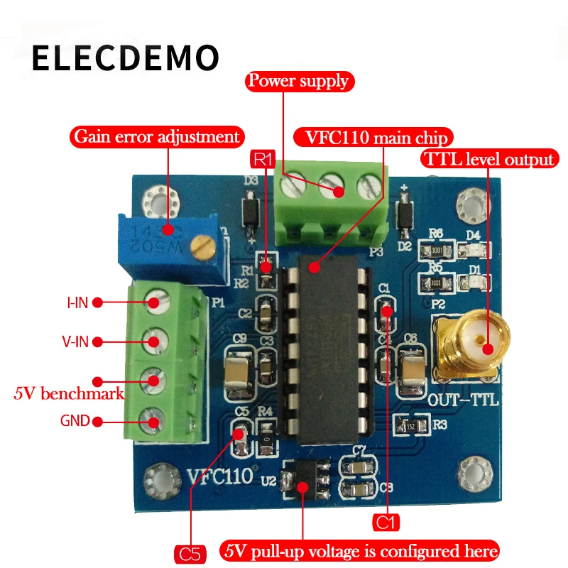 Module de conversion tension-fréquence, VFC110, haute vitesse, module de conversion tension-fréquence interne, référence 5V, sortie 4M intégrée