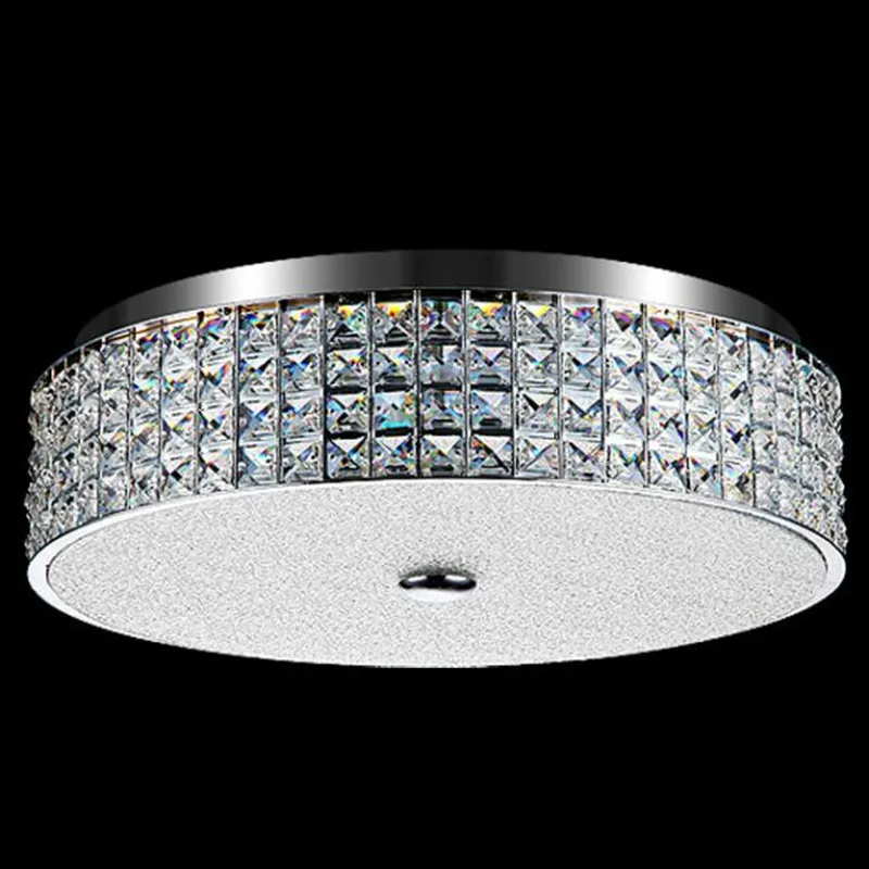 Modern Simple Chrome Metal Led Ceiling Lights Lustre Crystal Bedroom Dimmable Led Ceiling Lamp Foyer Led Lighting Light Fixtures