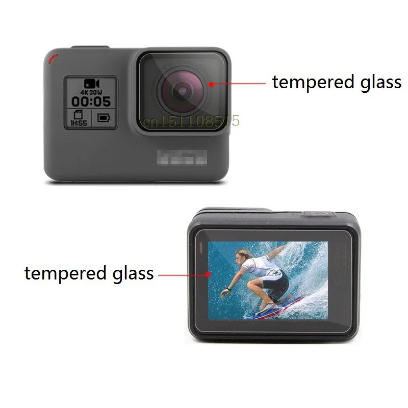 Clownfish لـ Gopro Hero 5/6/7 فيلم عدسة سوداء LCD واقي للشاشة طبقة حماية غطاء عدسة من الزجاج المقسى/غطاء لـ gopro7 6 5