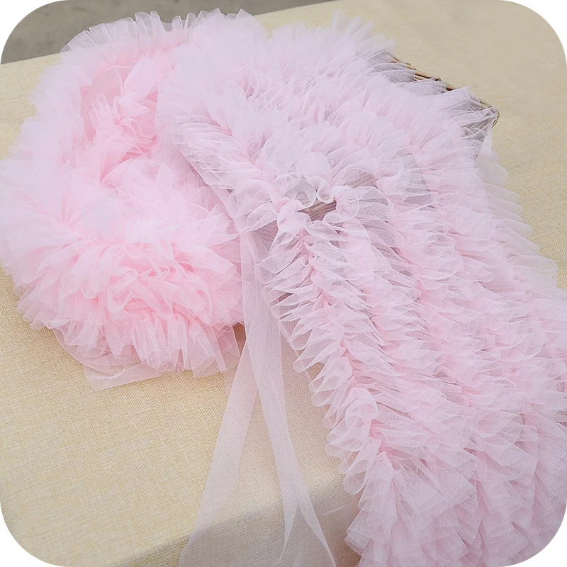 1Meter/lot 28cm wide 18 colors Baby Puff Skirt Fabric 3D Mesh Pleated Clothing Skirt Baby Doll Clothes Lace Accessories X245