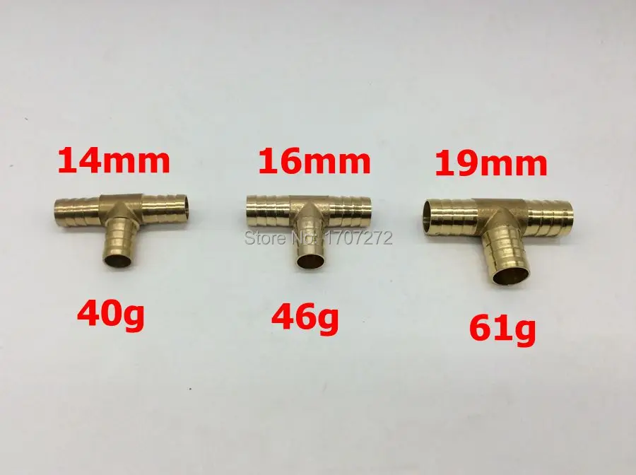 

free shopping Copper pipe fitting 3-Way T type quick connector pagoda joint 14mm 16mm 19mm