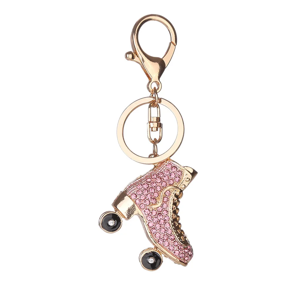 Fashion Crystal Roller Skating Shoes Shape Keychain for Female Car keyrings Women\'s bags Pendants Accessories Men Jewelry 2019