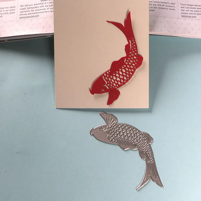 DUOFEN METAL CUTTING DIES Chinese New Year lucky carp fish cutout lace hollow stencil DIY Scrapbook Paper Album 2019 new