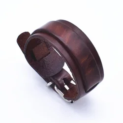 Hot Sale Fashion Punk Adjustable Length Double Layer Genuine Leather Bracelets for Women Men Jewelry Wrap Wristband