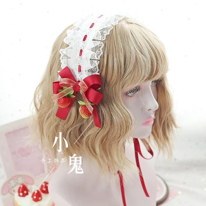 2019 new high quality Japanese sweet hair with KC strawberry hairpin lolita hair accessories strawberry neck chain clip headband