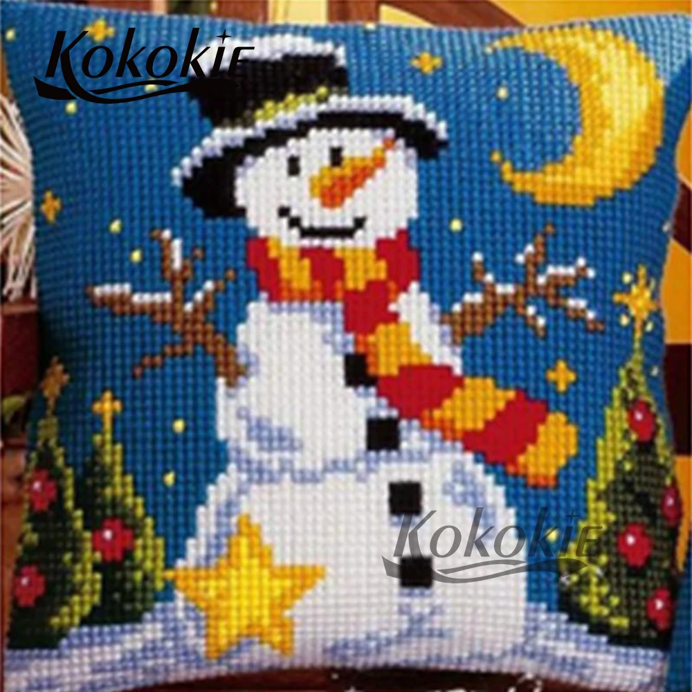 handmade Christmas Cross stitch For Embroidery kit fabric throw pillow cushion cover Cross-Stitching Embroider Needlework kits