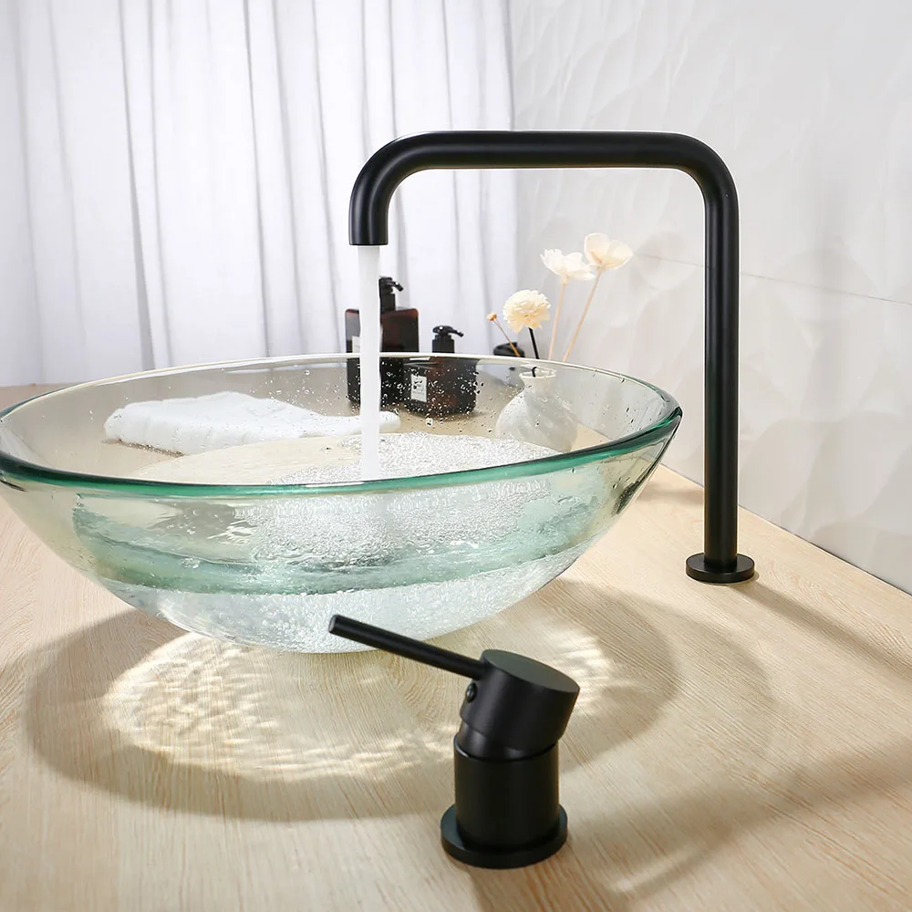 

Double Holes Deck Mount Kitchen Faucet Separate Style Sink Water Tap Brass Material Bathroom Hot & Cold Water Mixer