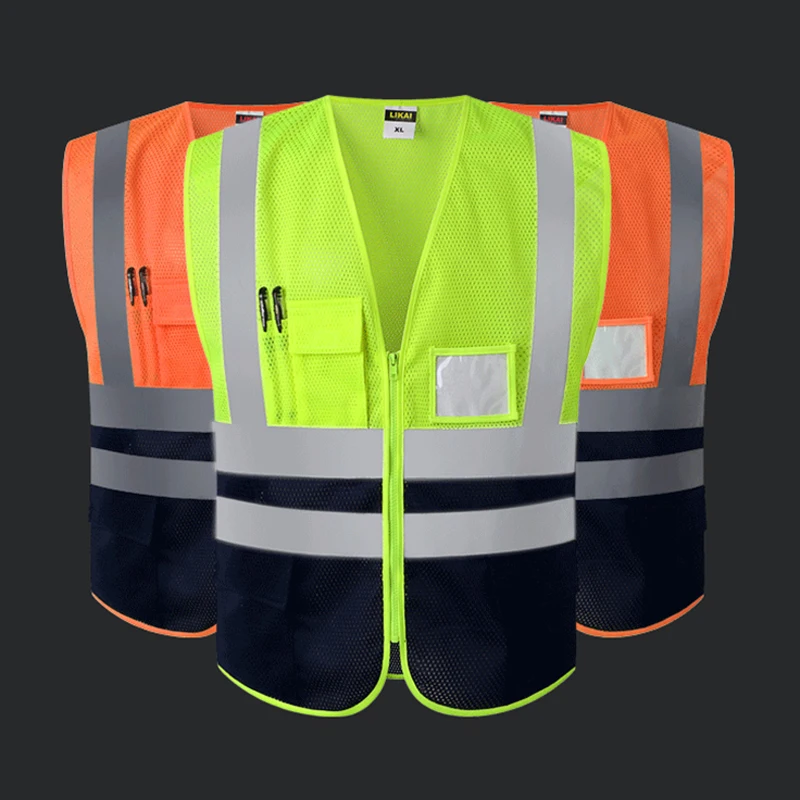 

High Visibility Vests Reflective Safety Tops for Women Men Unisex Construction Worker Builder Two Tone Yellow Black Rrange Black