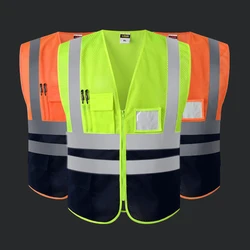 High Visibility Vests Reflective Safety Tops for Women Men Unisex Construction Worker Builder Two Tone Yellow Black Rrange Black