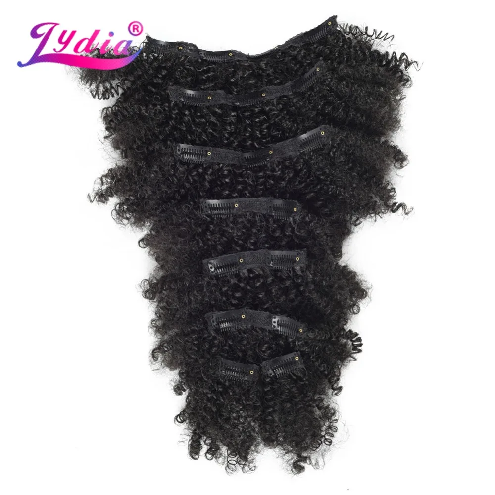 Lydia 8Pcs/set 18 Clips In Hair Hairpieces 6 Inch kInky Curly Synthetic Heat Resistant Hair Extensions All Color Available