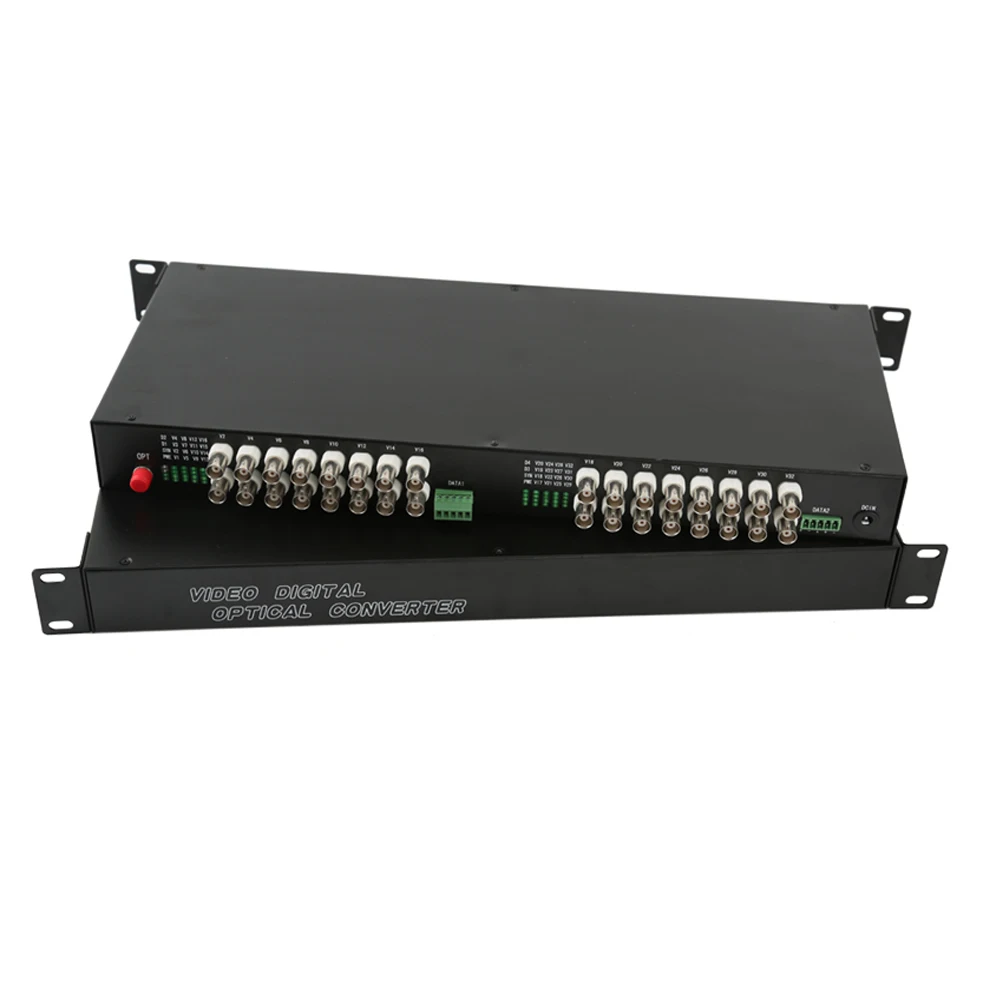 32 CH Video Fiber Optical Media Converters -32 BNC Transmitter Receiver RS485 Data Single mode 20Km For CCTV Surveillance system