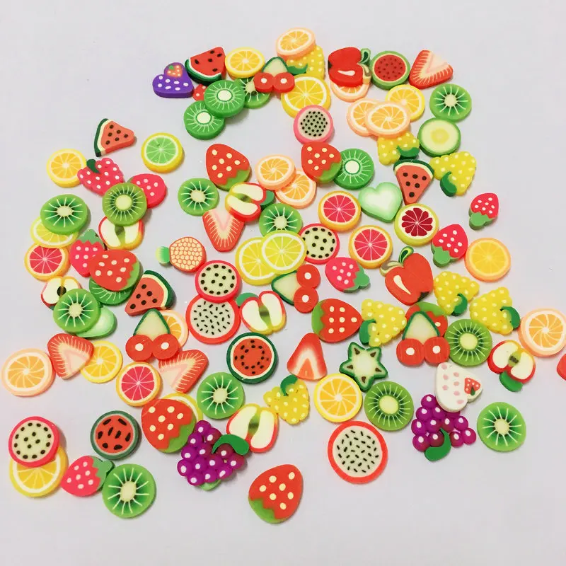 

big size 10mm 500pcs/lot Polymer Clay Beads for DIY Phone Case Decorations Fruit Pattern Decoration