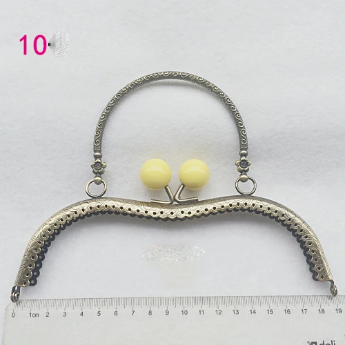 vintage metal purse frame with colorful ball buckle carved pattern handle women female bag clasp hardware accessories 10pcs/lot