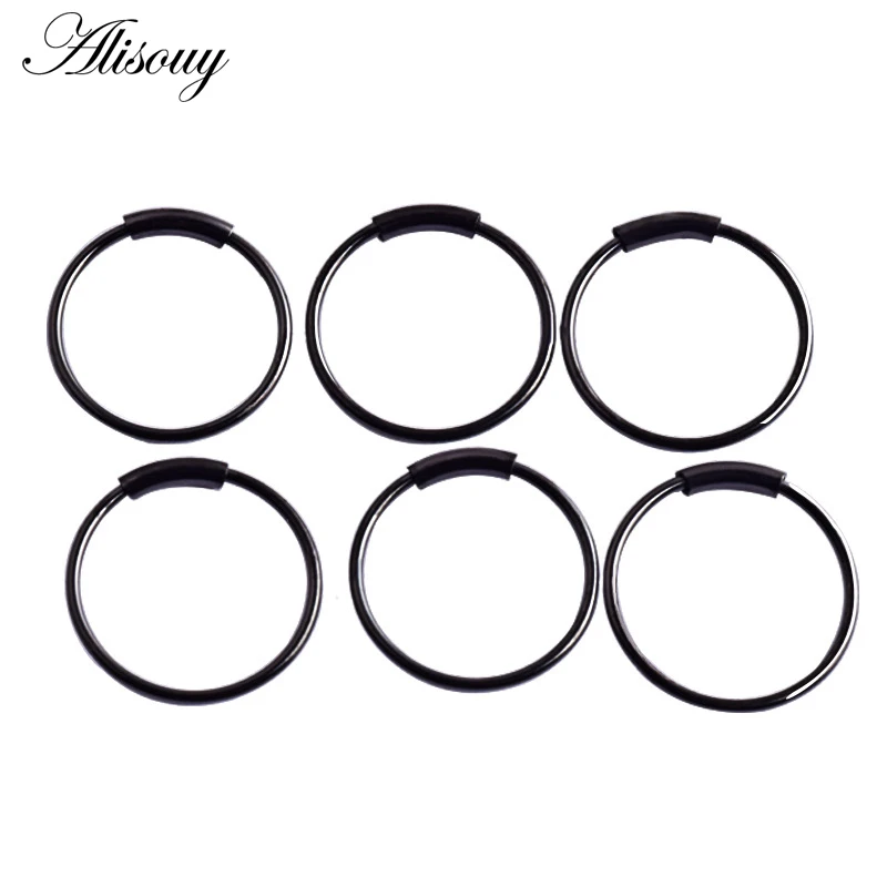 Alisouy 1pc 22G Steel Hinged Clicker Seamless Piercing Nose Ring Hoop Lip Ear Ring 6/8/10/12mm Body Jewelry Piercing Clip Gift