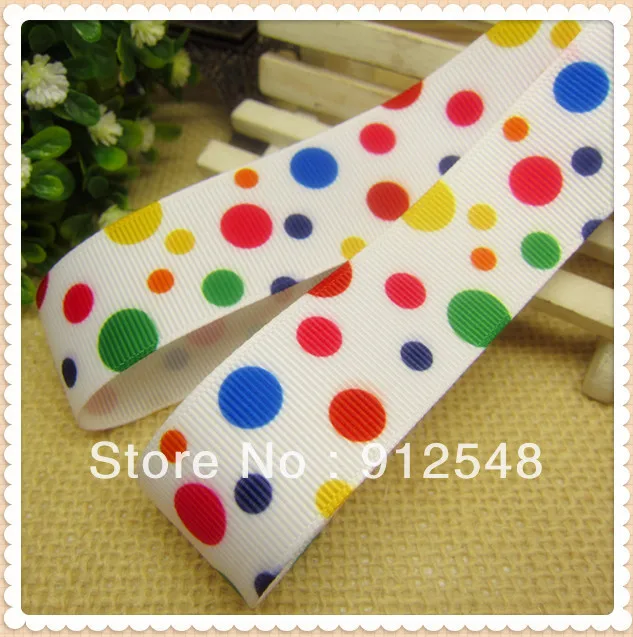 1'' (25mm) free shipping 2013 new arrival color dot printed grosgrain ribbon Gift wrap ribbon 10 yards 102322