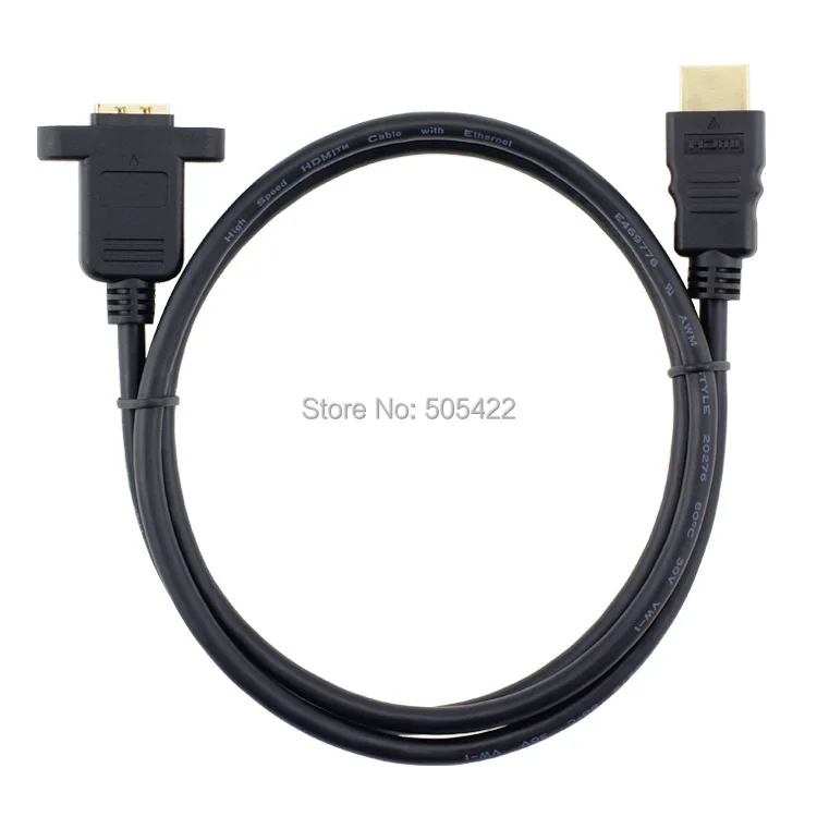 50pcs/lot HDMI A 1.4 19pin Male to HDMI A Type Female Extension Cable with Screw Hole Can Lock Panel Mount Cable