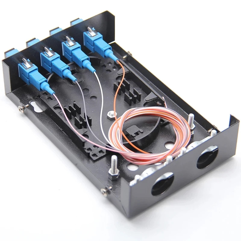 fiber optic termination box 4-core full installed SC FC ST pigtail&adapter SPCC MINI patch panel ftth distribuion ELINK 2pcs