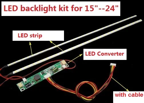 Zestaw 2 taśmy LED + 1 konwerter + kabel Zestaw podświetlenia LED 540 mm, praca dla 15 \