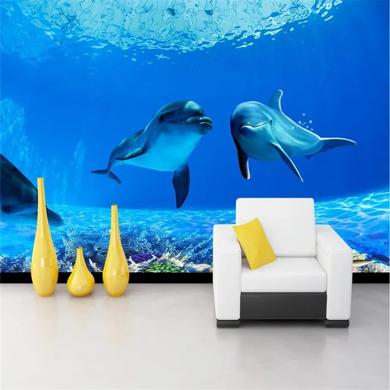 

beibehang High quality wallpaper Deep Sea Dolphin backdrop modern decorative paintin 3d large mural wallpaper 3d flooring