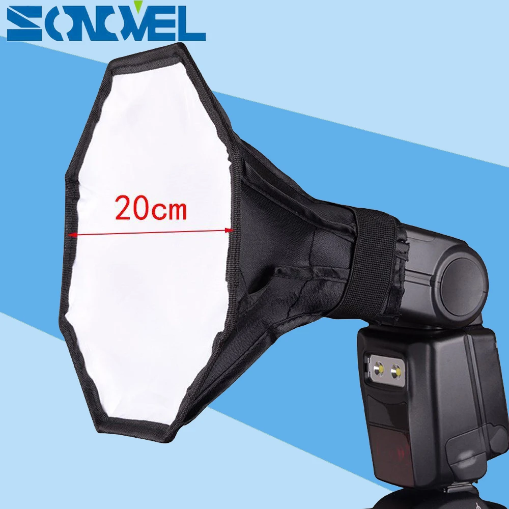 Mini Softbox Flash Diffuser 20cm Octagon Soft Box for Canon Nikon YongNuo Speedlite 430EX 580EX II 600EX SB910 SB900 SB800 SB700