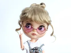 1PCS 8cm Cool Heart Shape Sunglasses for Blyth BJD Dolls Photo Props Doll  Gradual  Color