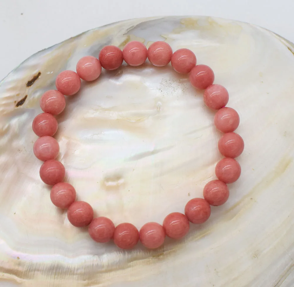 1PIECE pink jade round 6/8/10/12mm  bracelet 18CM wholesale beads FPPJ