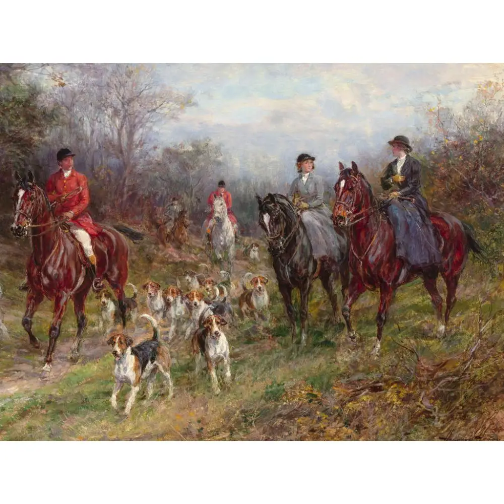 

Fox Hunting Dogs Oil Painting Heywood Hardy Tally Ho Impressionist Landscape Horse Canvas Arts For Office Living Room Wall Decor