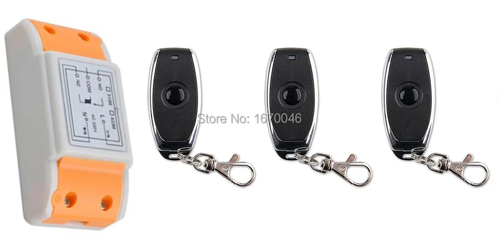 

latest AC 220 V 1CH Wireless Remote Control Switch System 1pcs Receiver +3pcs one-button metal Remote 315mhz/433mhz