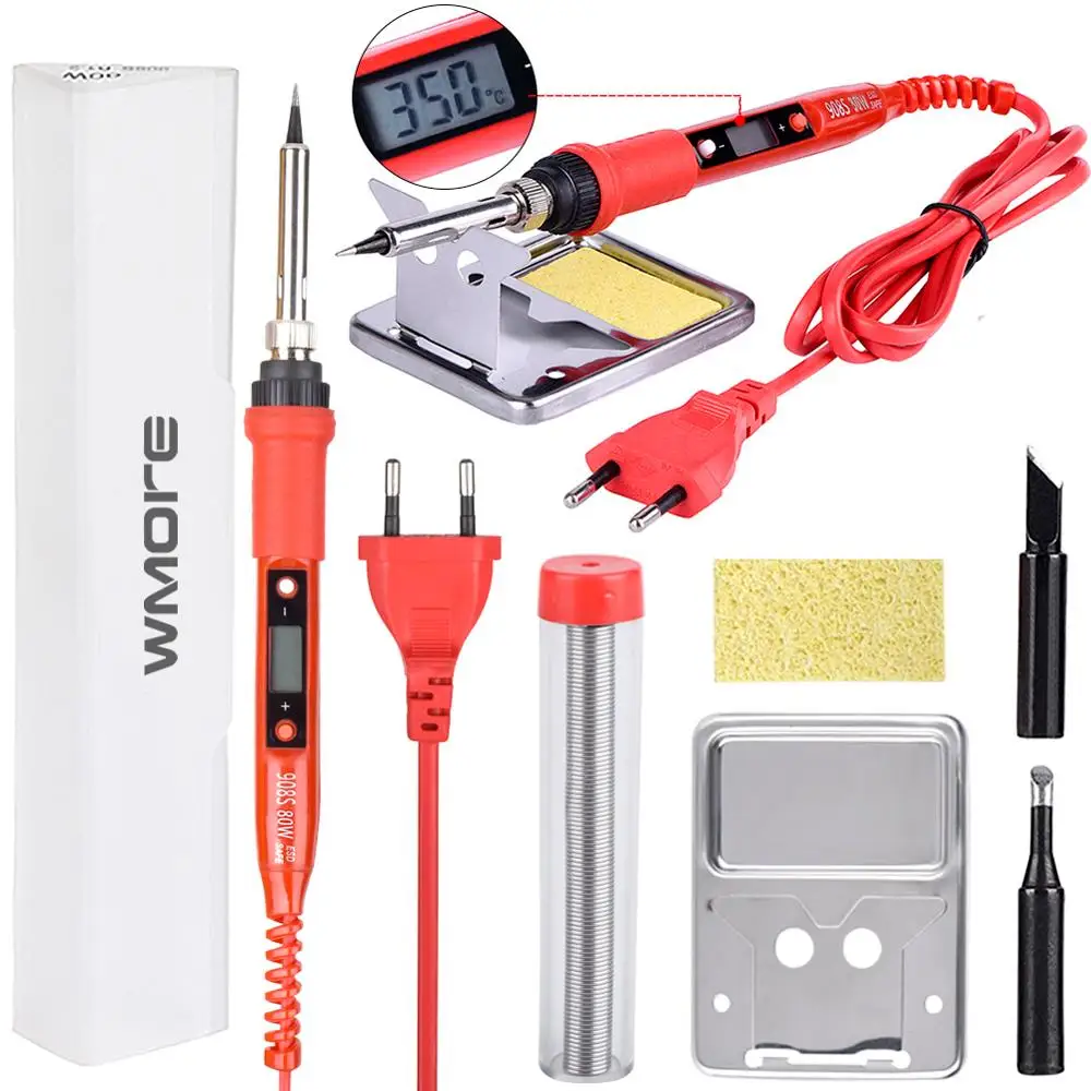 JCD 80W Electric Soldering Iron  LCD Temperature Adjustable 110V 220V Welding Solder Rework Station Soldering Iron Stand Tip kit