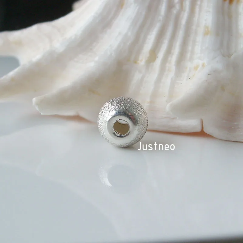 solid 925 Sterling Silver stardust round beads with flat edges,jewelry components, wholesale