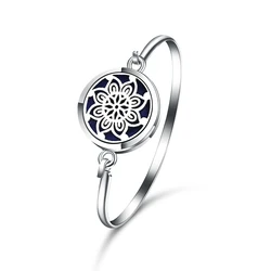 New Glamour Flower Aromatherapy Magnetic Bracelet Stainless Steel Essential Oil Diffuser Perfume Lockets Jewelry Bangle Bracelet